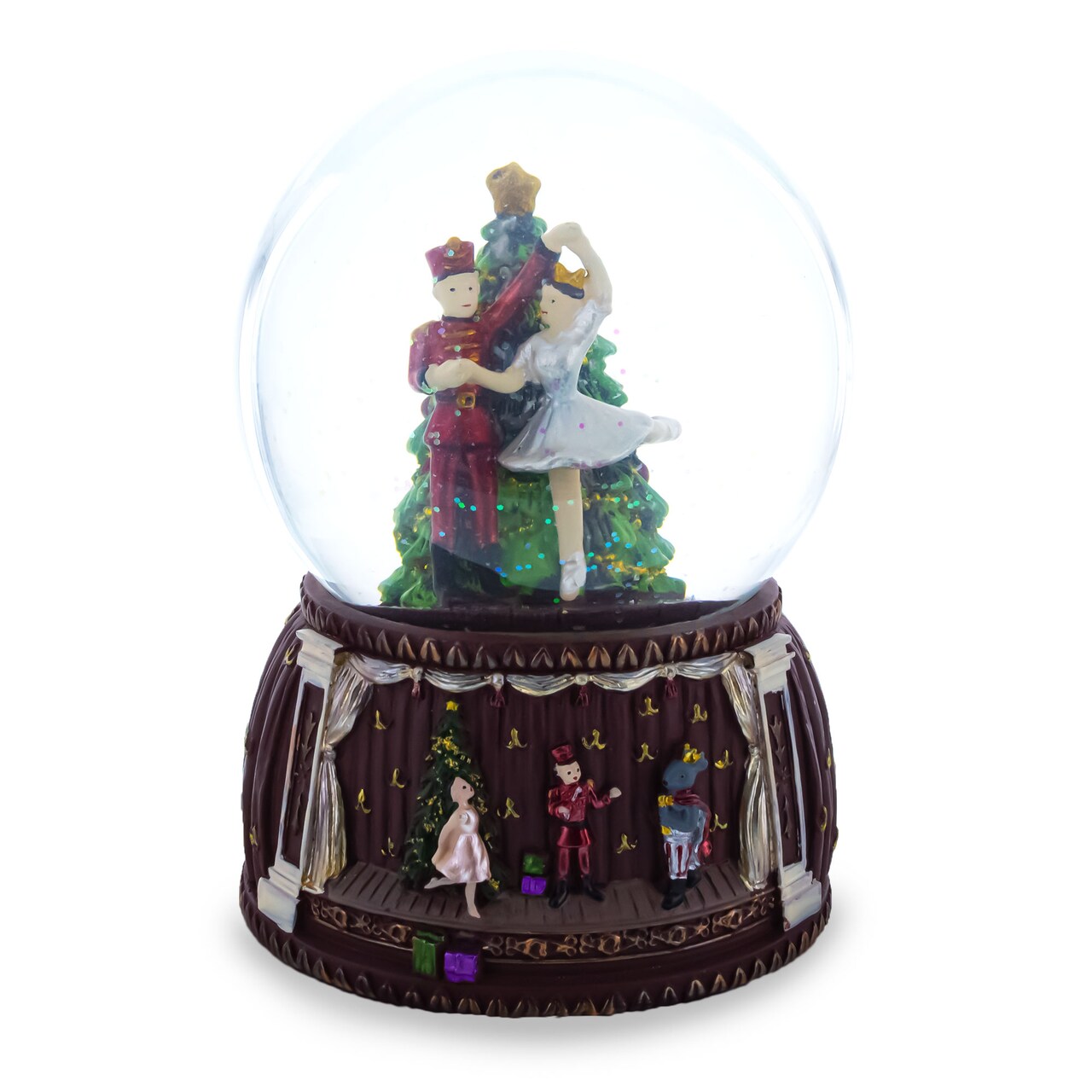 Dancing Nutcracker and Ballerina Musical Water Snow Globe